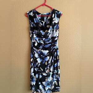 Lauren Ralph Lauren Black and Bluish/purple Floral Dress